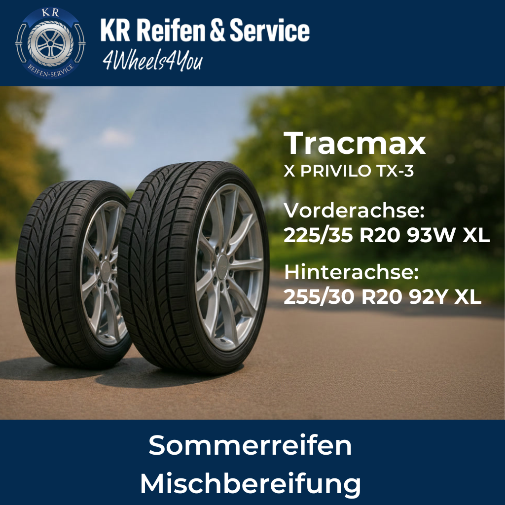 Tracmax X PRIVILO TX-3 (Vorderachse: 225/35 R20 93W XL / Hinterachse: 255/30 R20 92Y XL)