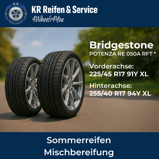 Bridgestone POTENZA RE 050A RFT * (Vorderachse: 225/45 R17 91Y XL / Hinterachse: 255/40 R17 94Y XL)