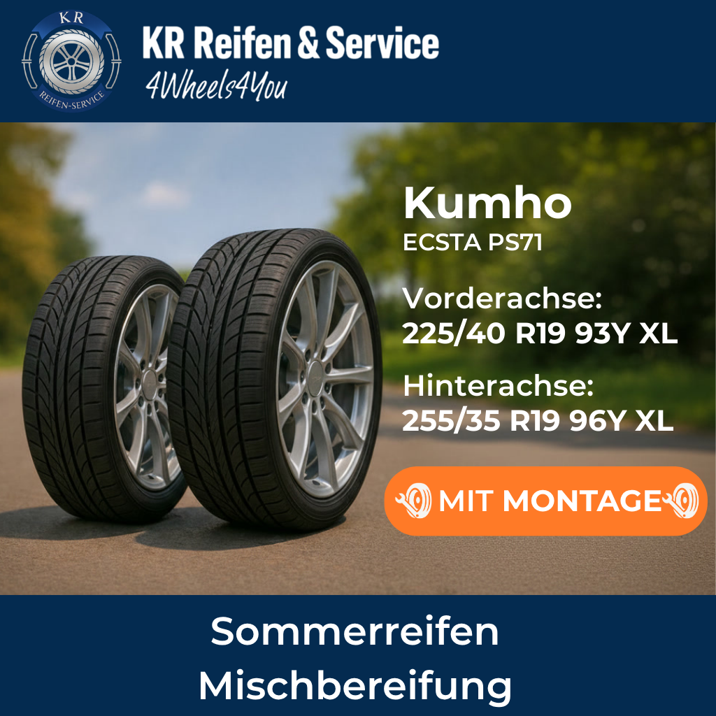 Kumho ECSTA PS71 (Vorderachse: 225/40 R19 93Y XL / Hinterachse: 255/35 R19 96Y XL)